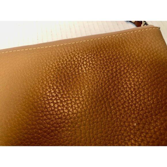 Dooney & Bourke crossbody folder-over handbag purse tassel pebbled tan - Picture 6 of 12